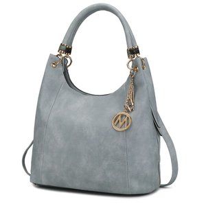 MFK April Hobo Handbag Purse Women by Mia K Farrow Dark Pebble Blue